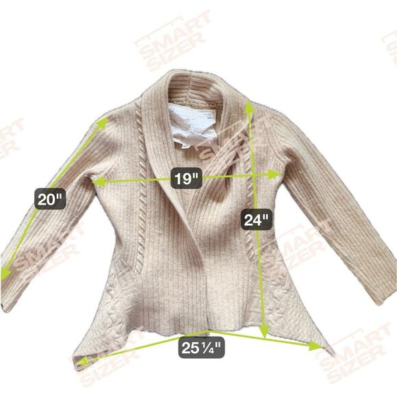 Anthropologie Birds on a Wire Cardigan Womens Medium Tan Open Front Wool Blend - Picture 3 of 9